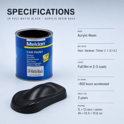 Premium Hot Sale Matte Black 2K Auto Paint Super Fast Drying Acrylic High Solid Weathering Resistant Body Coating