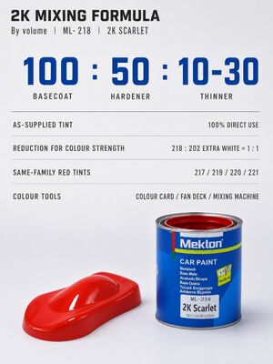 MK-218 2K Scarlet Red Automotive Paint Color Tinter Acrylic Resin High Coverage Car Refinishing Coating